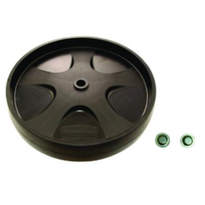 Rubbermaid Commercial 50-Gallon Rollout Wheels and Push Caps, Two 8" Wheels, Black (9W27L1)