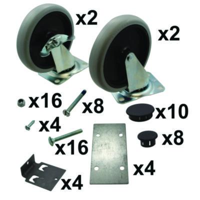 Rubbermaid Commercial 5-Inch Swivel and Rigid Plate Caster Kit with Hardware, Gray (FG3317L1BLA)