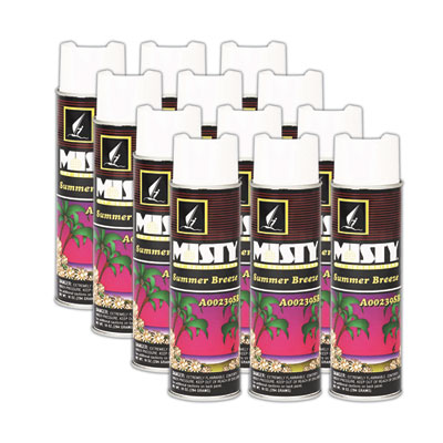 Misty Handheld Air Deodorizer, Summer Breeze, 10 oz Aerosol Spray, 12/Carton (1001868)