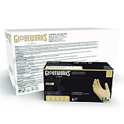 GloveWorks by AMMEX Extra Thick Latex Disposable Gloves, Powder-Free, Small, 6 mil Thick, 9.5" Long, Ivory, 100/Box, 10 Boxes/Carton (ILHD42100)