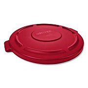 Rubbermaid Commercial BRUTE Self-Draining Flat Top Lids for 32 gal Round BRUTE Containers, 22.25" Diameter x 3"h, Red, 3/Carton (2654REDCT)