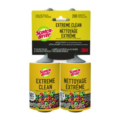 Scotch-Brite Extreme Clean Lint Roller, 100 Sheets/Roll, 2/Pack (830RS100TP)