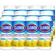 Clorox Disinfecting Wipes, Bleach Free Cleaning Wipes, 1-Ply, 7 x 8, Crisp Lemon, White, 35/Canister, 12 Canisters/Carton (01594CT)