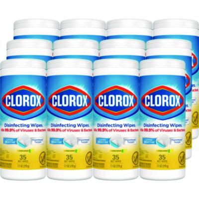 Clorox Disinfecting Wipes, Bleach Free Cleaning Wipes, 1-Ply, 7 x 8, Crisp Lemon, White, 35/Canister, 12 Canisters/Carton (01594CT)