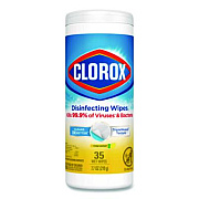 Clorox Disinfecting Wipes, Bleach Free Cleaning Wipes, 1-Ply, 7 x 8, Crisp Lemon, White, 35/Canister (01594EA)