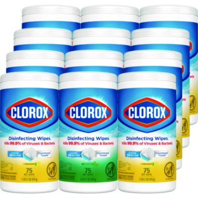 Clorox Disinfecting Wipes, Bleach Free Cleaning Wipes, 1-Ply, 7 x 8, Fresh Scent/Citrus Blend, White, 75/Canister, 3/Pack, 4/Carton (30208)