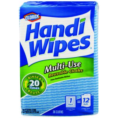 Clorox Handi Wipes, 21 x 11, Blue, 36 Wipes/Pack, 4 Packs/Carton (78225)