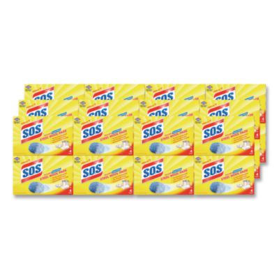S.O.S. Steel Wool Soap Pads, Steel, 4/Box, 24 Boxes/Carton (98041)
