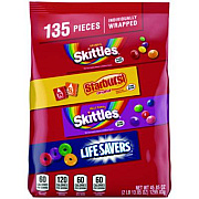 MARS Skittles, Starburst and Life Savers Fun Size Fruity Candy Assortment, 45.85 oz Bag, 135 Pieces, Individually Wrapped (29689)