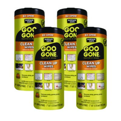 Goo Gone Clean Up Wipes, 1-Ply, 8 x 7, Citrus Scent, White, 24/Canister, 4 Canisters/Carton (2000)
