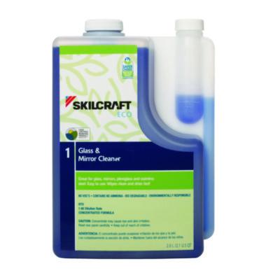 AbilityOne 7930017149190, SKILCRAFT ECO Glass and Mirror Cleaner Concentrate, 2 L Bottle, 4/Pack