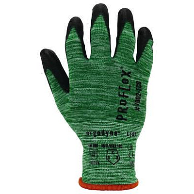 ergodyne ProFlex 7002-ECO Recycled PU Coated Gloves, EN388: 3131, 7" Long, X-Small, Green, Pair (10561)