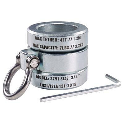 ergodyne Squids 3791 Sleever/Connecting Bar Lock Collar with Tool Attachment Point, 7 lb Max Working Capacity, 0.75" Long, Silver (19106)
