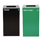 Alpine Industries 29 Gallon Trash/Recycling Cans, Steel, Green Recycling Can with Square Lid, Black Trash Can with Square Lid (4450BLKKIT8)
