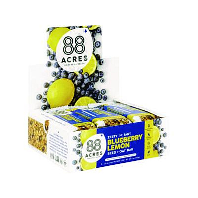 88 ACRES Warm 'N Chewey Gluten-Free Blueberry/Lemon Seed and Oat Bar, 1.6 oz Bar, 9/Box (ACY00592)