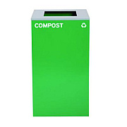 Alpine Industries 29 Gallon Trash/Recycling Cans, Steel, Green Compost Can with Square Lid (4450KITGRNSC)
