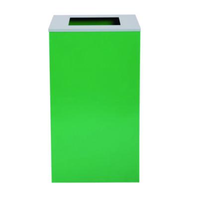 Alpine Industries 29 Gallon Trash/Recycling Cans, Steel, Green Can with Square Lid (4450KITGRNS)