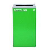 Alpine Industries 29 Gallon Trash/Recycling Cans, Steel, Green Recycling Can with Mixed Lid (4450KITGRNMR)