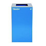 Alpine Industries 29 Gallon Trash/Recycling Cans, Steel, Blue Trash Can with Square Lid (4450KITBLUST)