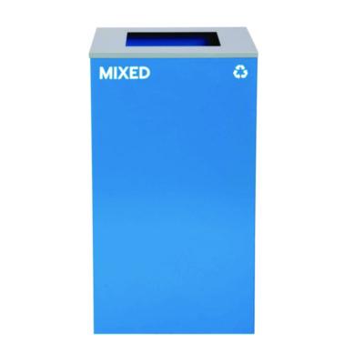 Alpine Industries 29 Gallon Trash/Recycling Cans, Steel, Blue Mixed Recycling Can with Square Lid (4450KITBLUSM)