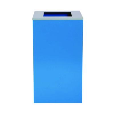 Alpine Industries 29 Gallon Trash/Recycling Cans, Steel, Blue Can with Square Lid (4450KITBLUS)