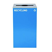 Alpine Industries 29 Gallon Trash/Recycling Cans, Steel, Blue Recycling Can with Mixed Lid (4450KITBLUMR)