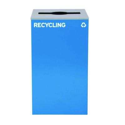 Alpine Industries 29 Gallon Trash/Recycling Cans, Steel, Blue Recycling Can with Mixed Lid (4450KITBLUMR)