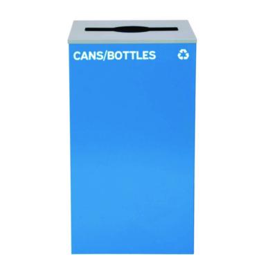 Alpine Industries 29 Gallon Trash/Recycling Cans, Steel, Blue Cans/Bottles Recycling Can with Mixed Lid (4450KITBLUMC)