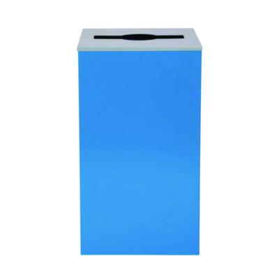 Alpine Industries 29 Gallon Trash/Recycling Cans, Steel, Blue Can with Mixed Lid (4450KITBLUM)