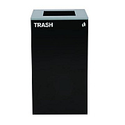 Alpine Industries 29 Gallon Trash/Recycling Cans, Steel, Black Trash Can with Square Lid (4450KITBLKST)