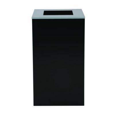 Alpine Industries 29 Gallon Trash/Recycling Cans, Steel, Black Can with Square Lid (4450KITBLKS)