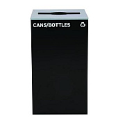 Alpine Industries 29 Gallon Trash/Recycling Cans, Steel, Black Cans/Bottles Recycling Can with Mixed Lid (4450KITBLKMC)