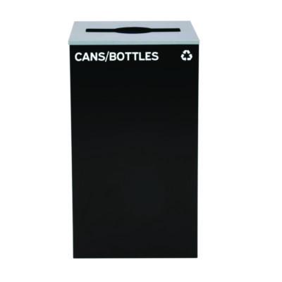 Alpine Industries 29 Gallon Trash/Recycling Cans, Steel, Black Cans/Bottles Recycling Can with Mixed Lid (4450KITBLKMC)