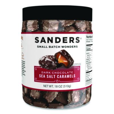 Sanders Small Batch Wonders Dark Chocolate Sea Salt Caramels, 18 oz Tub (MRY30987)