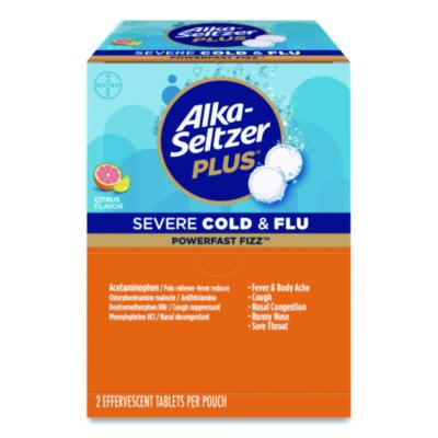 Alka-Seltzer Plus PowerFast Fizz Severe Cold and Flu Effervescent Tablet, 2 Tablets/Pouch, 30 Pouches/Box (97319)