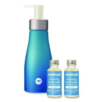 Method Refill + Reuse Foaming Hand Soap Refill Kit, Sea Minerals Scent, (2) 1 oz Refill Bottles, 10 oz Dispenser Bottle (356001)