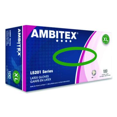 AMBITEX L5201 Series Powder-Free Latex Gloves, X-Large, 4 mil Thick, 9" Long, Ivory, 100/Box, 10 Boxes/Carton (LXL5201)