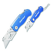Sheffield Folding Lock Back Utility Knife Set, 1 Standard, 1 Mini, Blue (12117)