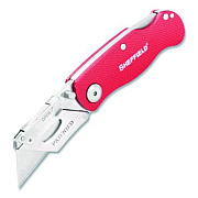 Sheffield Quick Change Lock Back Utility Knife, 1.25" Blade, 3.5" Aluminum Handle, Red (12614)
