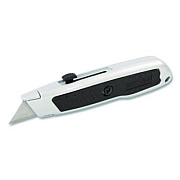 Sheffield Retractable Utility Knife, 1.25" Blade, 3.5" Plastic Handle, Black/Gray (12243)