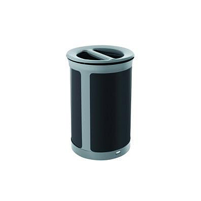 Rubbermaid Commercial ENHANCE Series Waste Receptacle, Dual Top Hole, 23 gal, Metal, Pearl Gray/Umbra Gray (2172841)