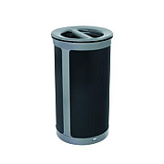 Rubbermaid Commercial ENHANCE Series Waste Receptacle, Dual Top Hole, 33 gal, Metal, Pearl Gray/Umbra Gray (2172847)