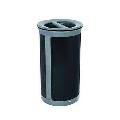 Rubbermaid Commercial ENHANCE Series Waste Receptacle, Dual Top Hole, 33 gal, Metal, Pearl Gray/Umbra Gray (2172847)