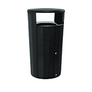 Rubbermaid Commercial RESIST Round Waste Container, 45 gal, Metal, Textured Black/Black Gloss (2184979)