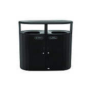Rubbermaid Commercial RESIST Dual Stream Waste and Recycling Container, 66 gal, Metal, Textured Black/Black Gloss (2185042)
