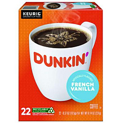 Dunkin' K-Cup Pod, French Vanilla, 22/Box (1268)