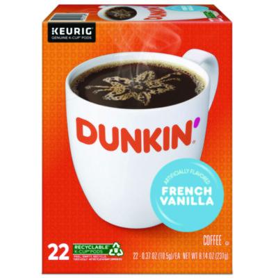 Dunkin' K-Cup Pod, French Vanilla, 22/Box (1268)