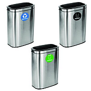 Alpine Industries 10.5 Gallon Recycle, Trash and Compost Combo Station, Brushed Stainless Steel (47040LRTCO)