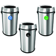 Alpine Industries 17 Gallon Stainless Steel Open Top Recycling, Trash and Compost Station (47065LRTCO)
