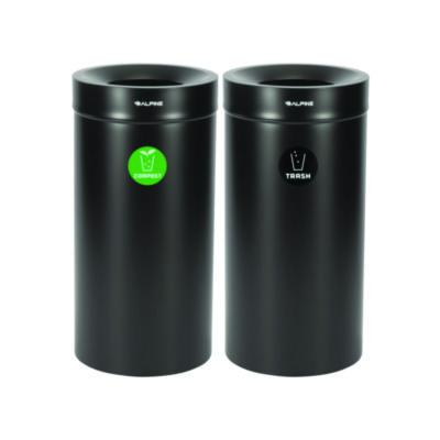 Alpine Industries 27 Gallon Black Stainless Steel Compost Bin and Trash Can (47527BLKCOT)